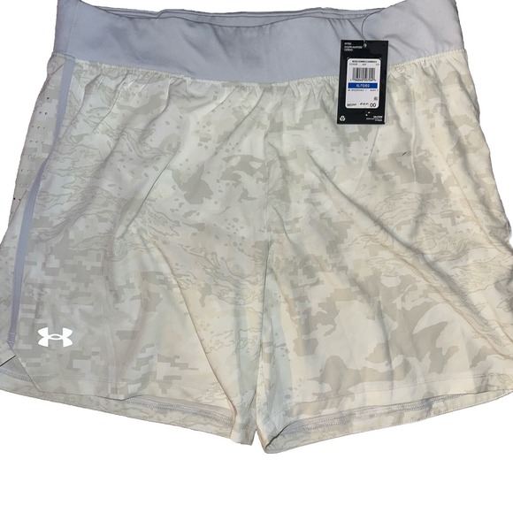 Under Armour UA Mens Speedpocket 7" Shorts Size XL White Gray Camo Fitted - Picture 1 of 6